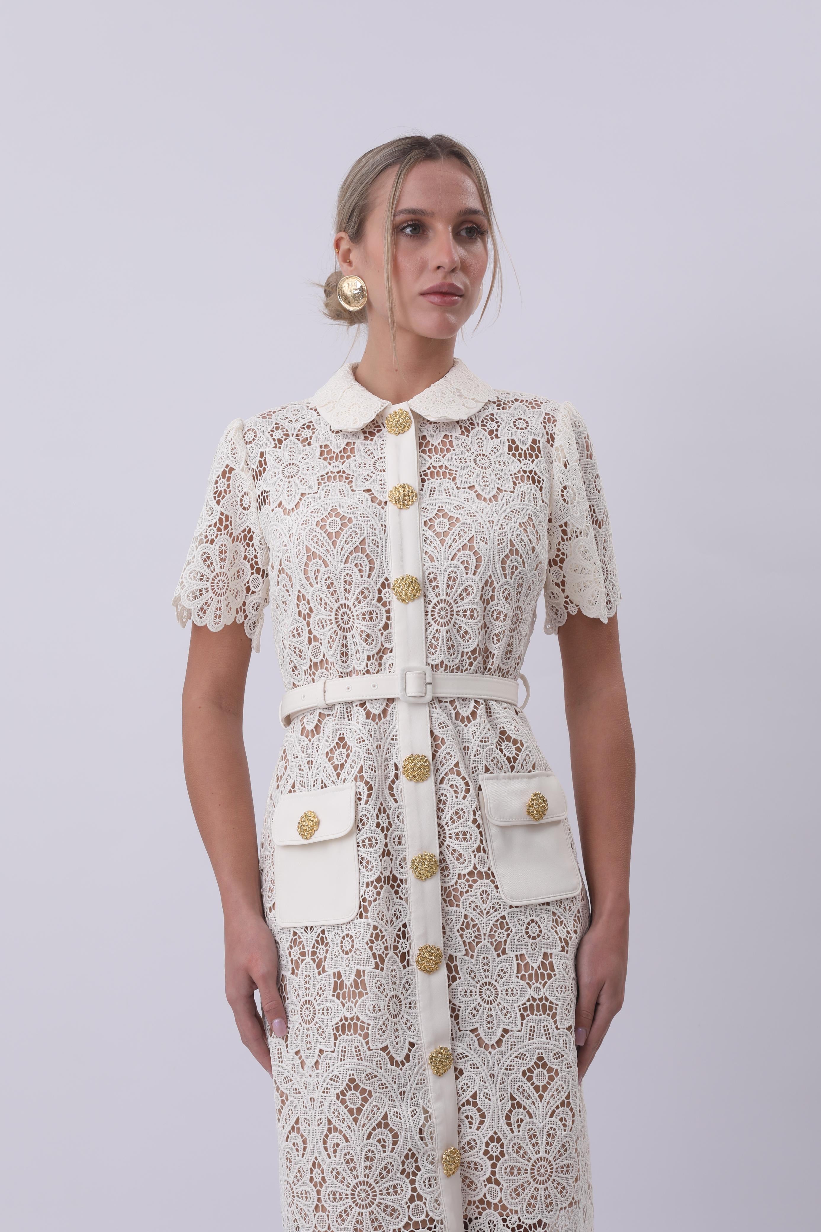 Vintage Lace Elegance Midi Dress