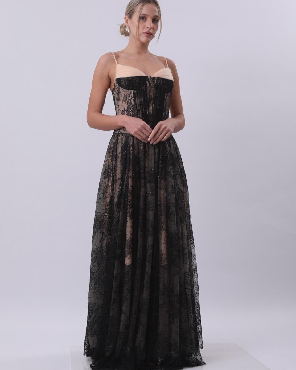 Noir Lace Illusion Gown