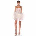 Couture Lace Corset Tulle Mini Dress – White