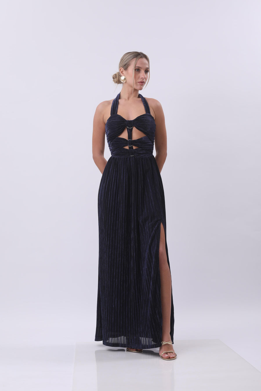 Midnight Shimmer Cut-Out Gown