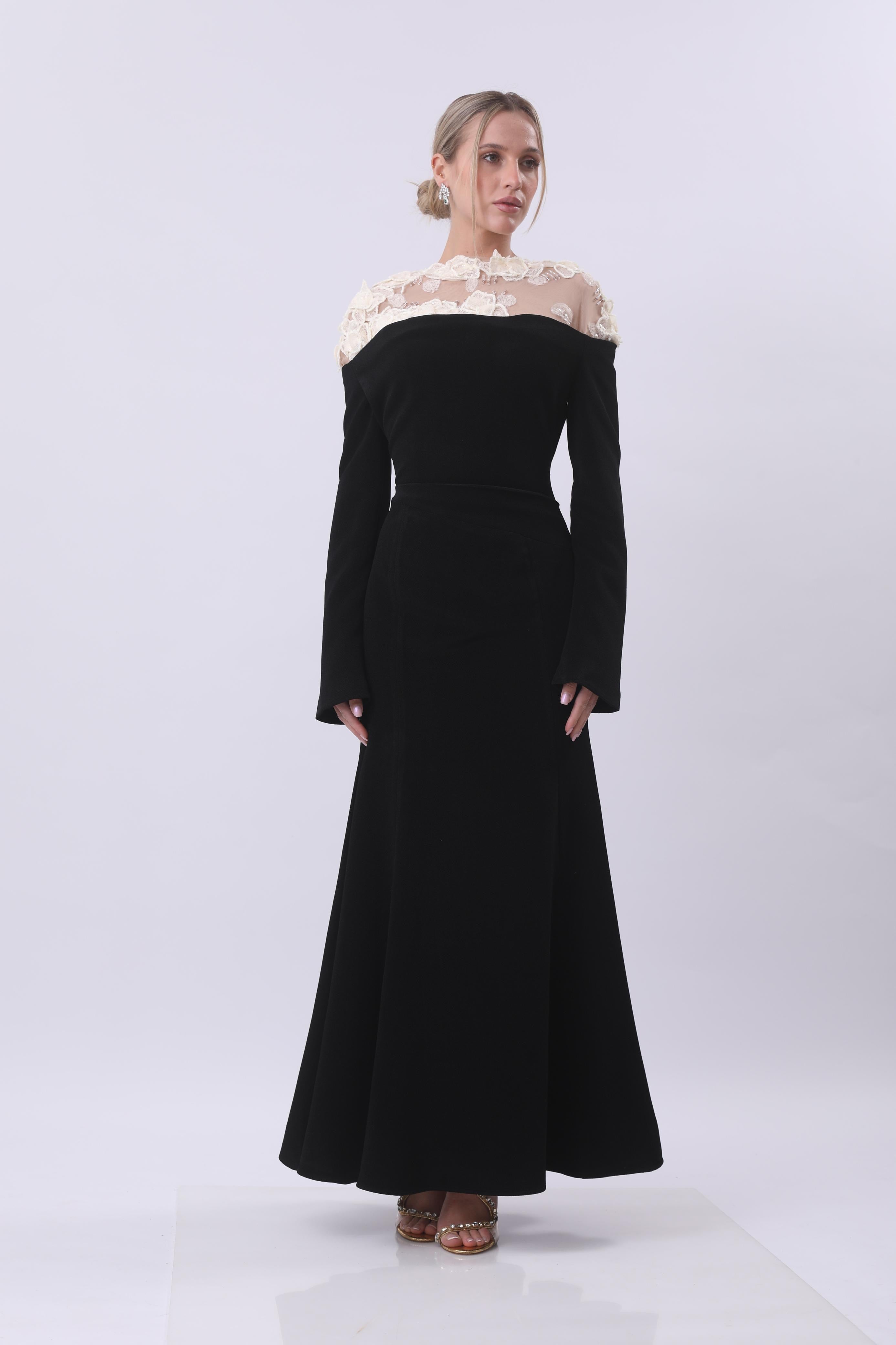 Midnight Lace Elegance Gown