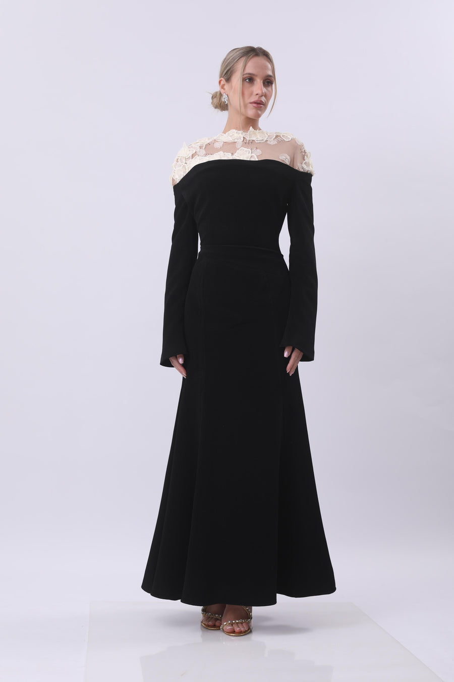Midnight Lace Elegance Gown