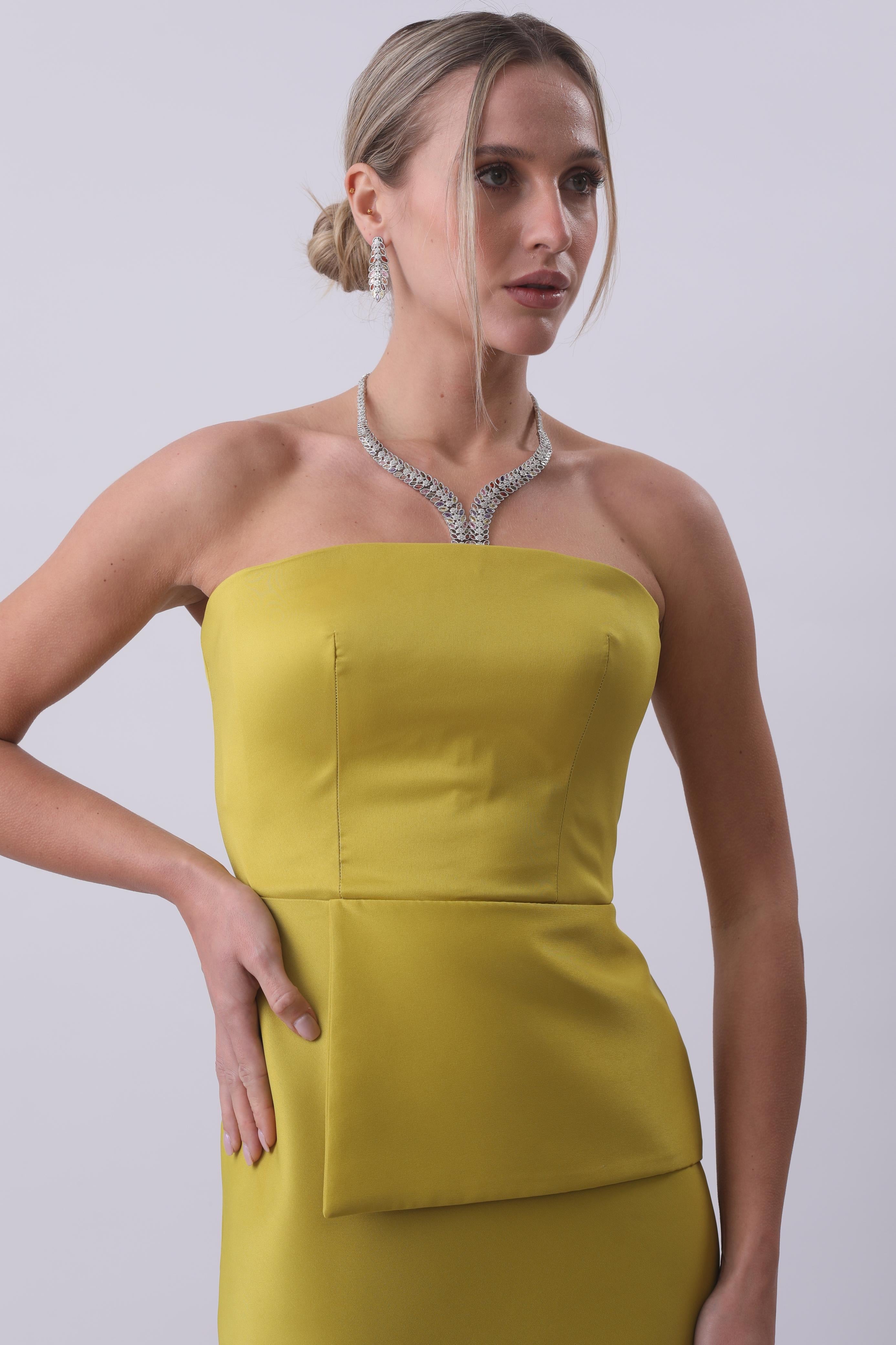 Lime Strapless Peplum Gown