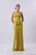 Lime Strapless Peplum Gown