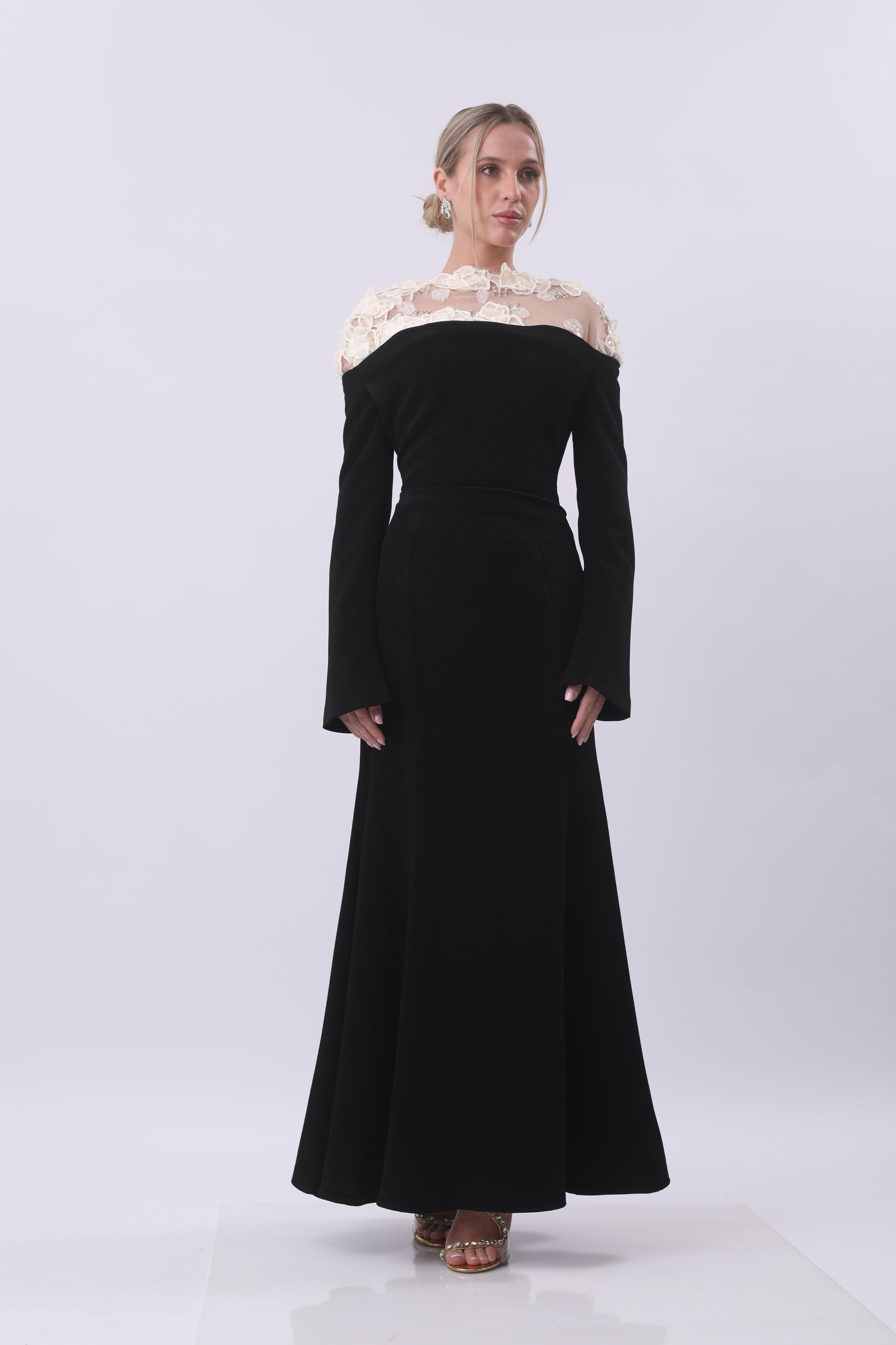 Midnight Lace Elegance Gown