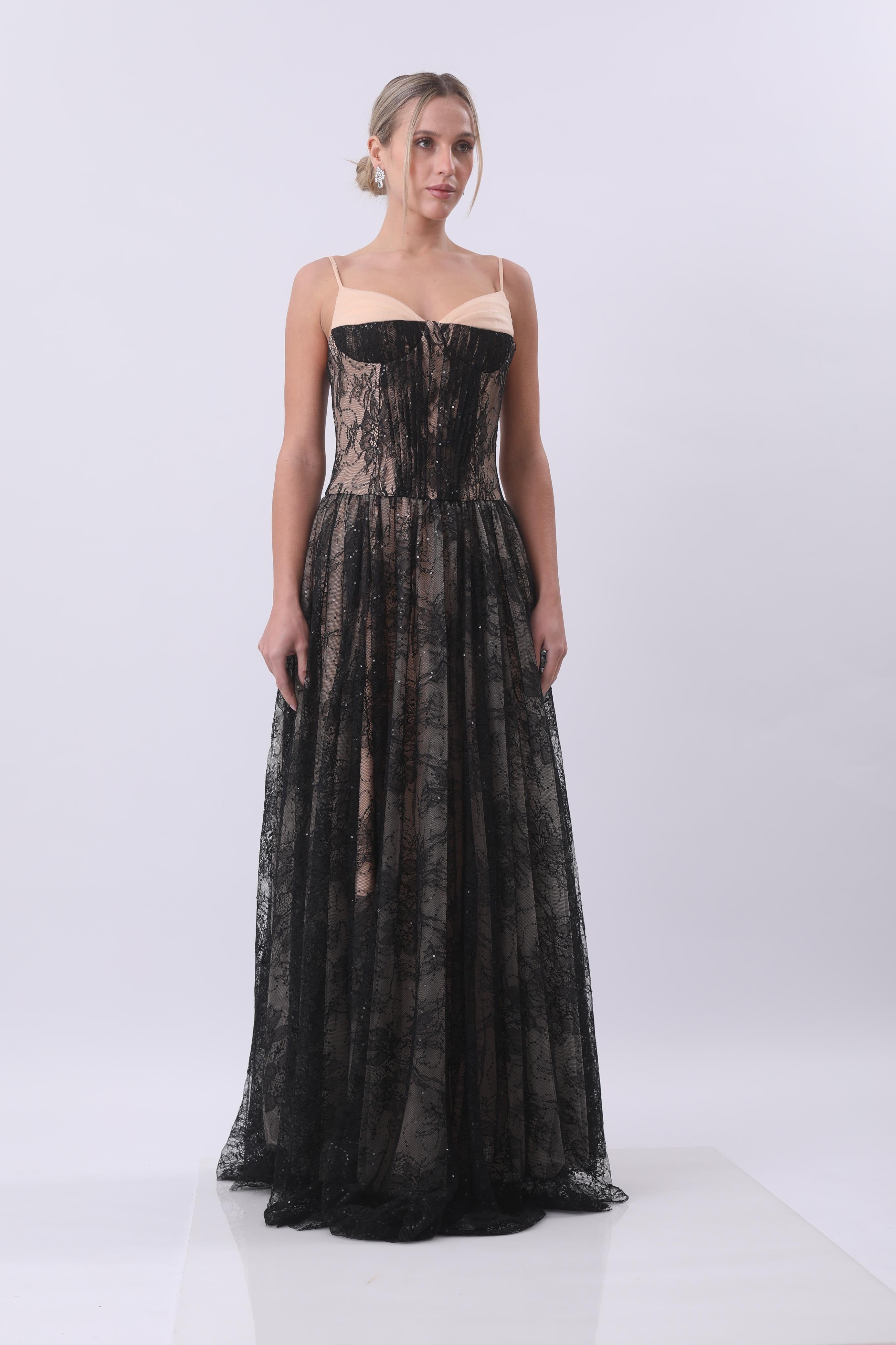 Noir Lace Illusion Gown