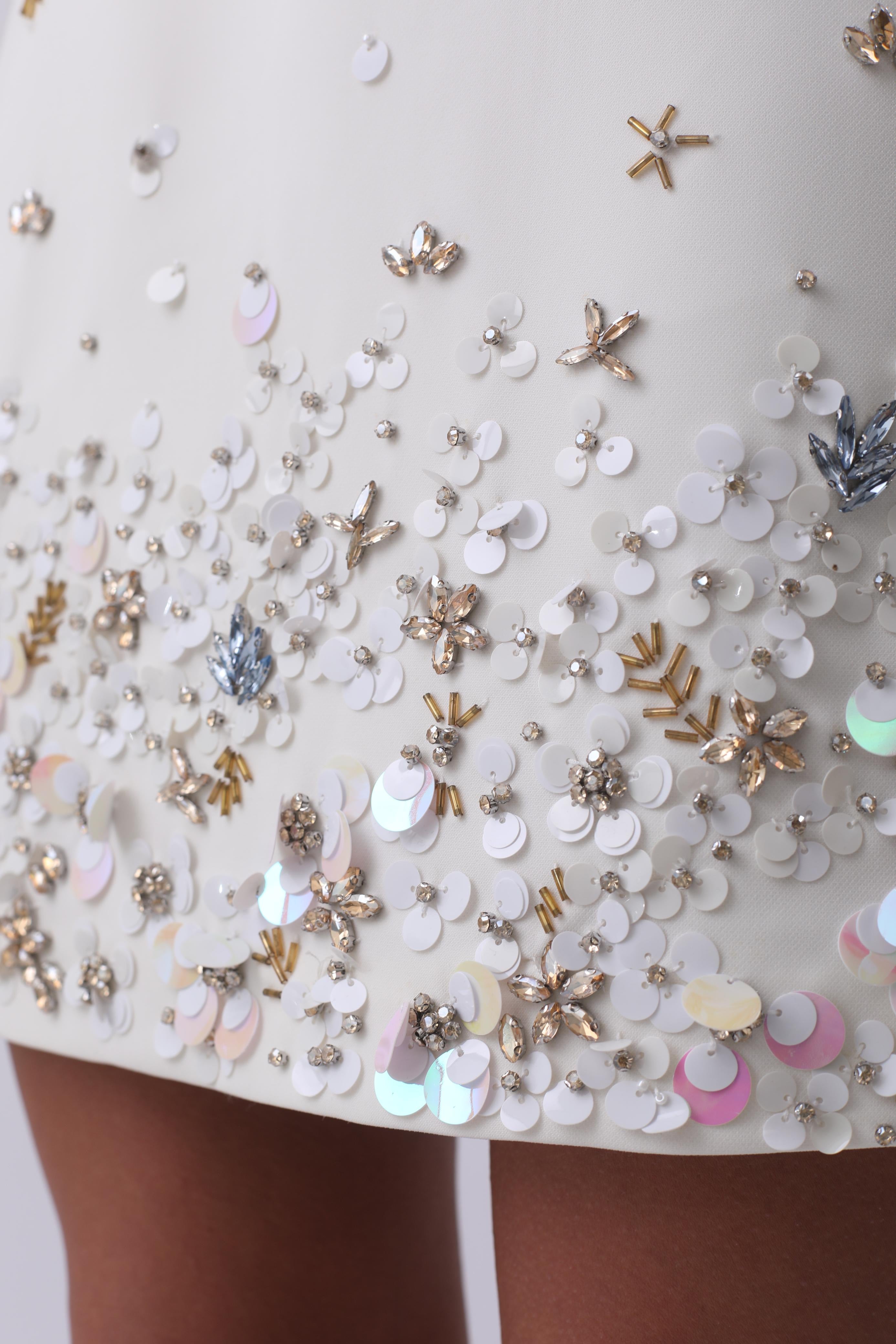 Celeste Embellished A-Line Mini Dress – Ivory