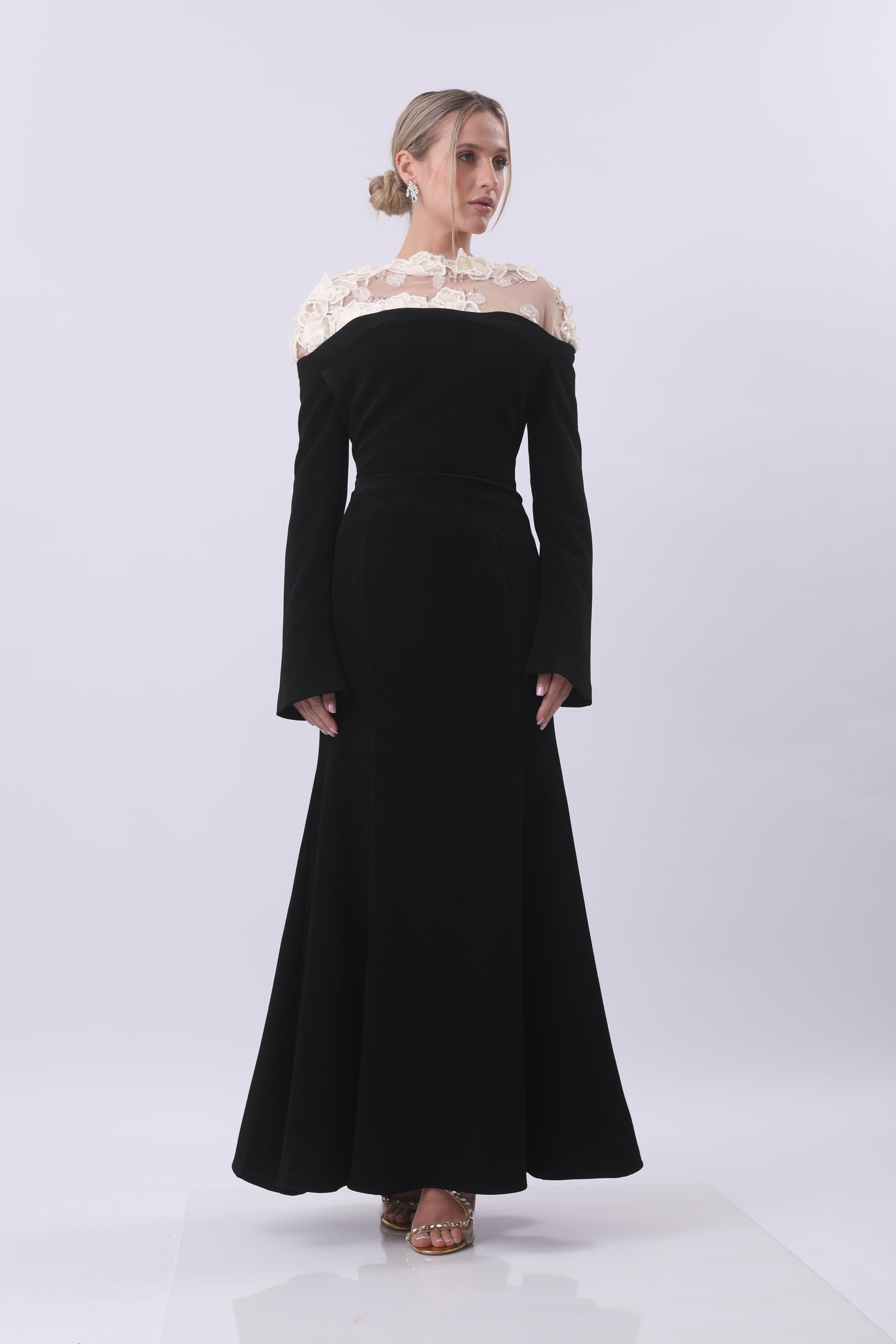 Midnight Lace Elegance Gown