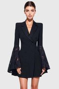 Elegant Black Lace Sleeve Blazer Dress