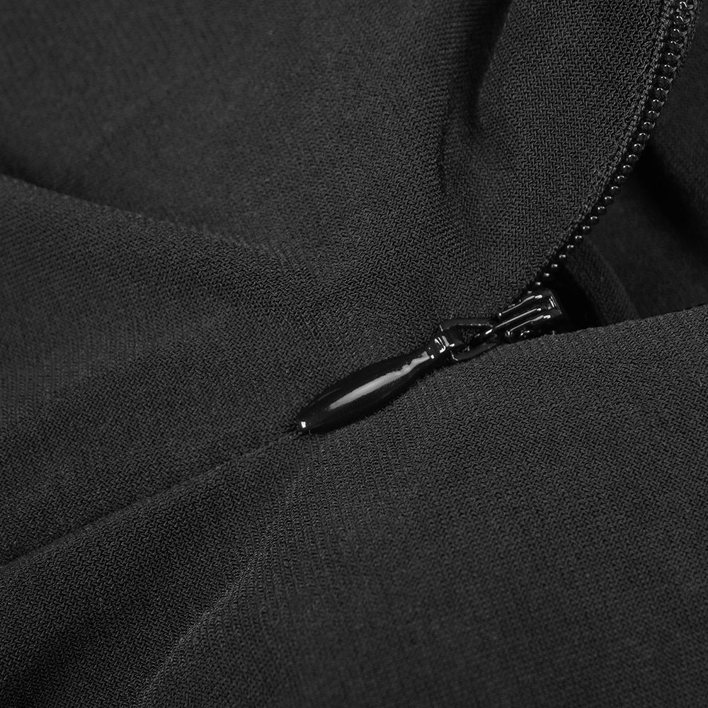 Black Cutout Jumpsuit with Gold Flower | Elegant Halter Wide-Leg Evening Suit MYLINE