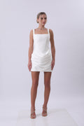 White Corset Draped Mini Dress