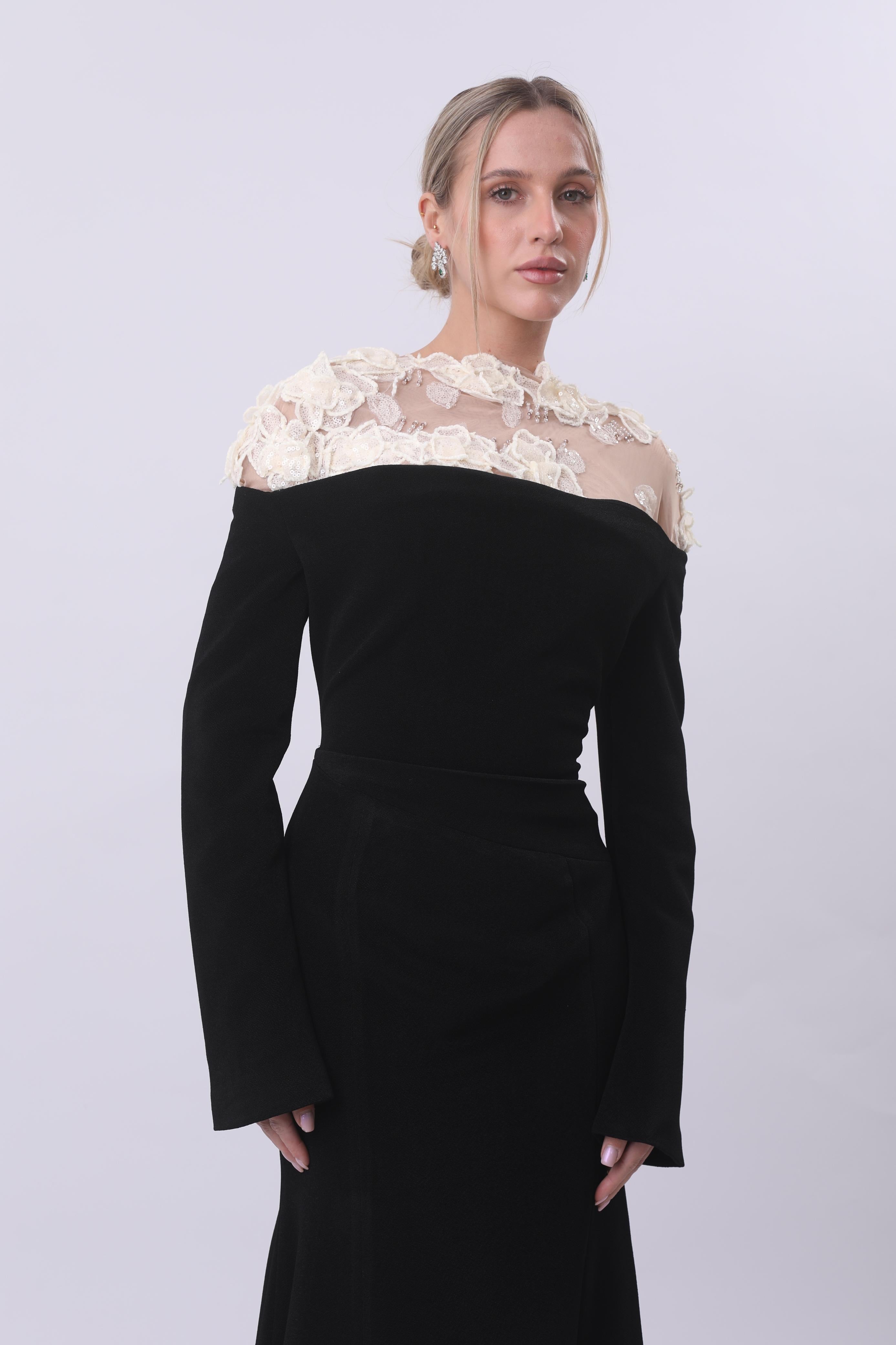 Midnight Lace Elegance Gown