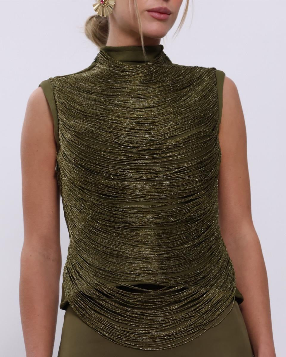 Olive Luxe Draped Evening Gown