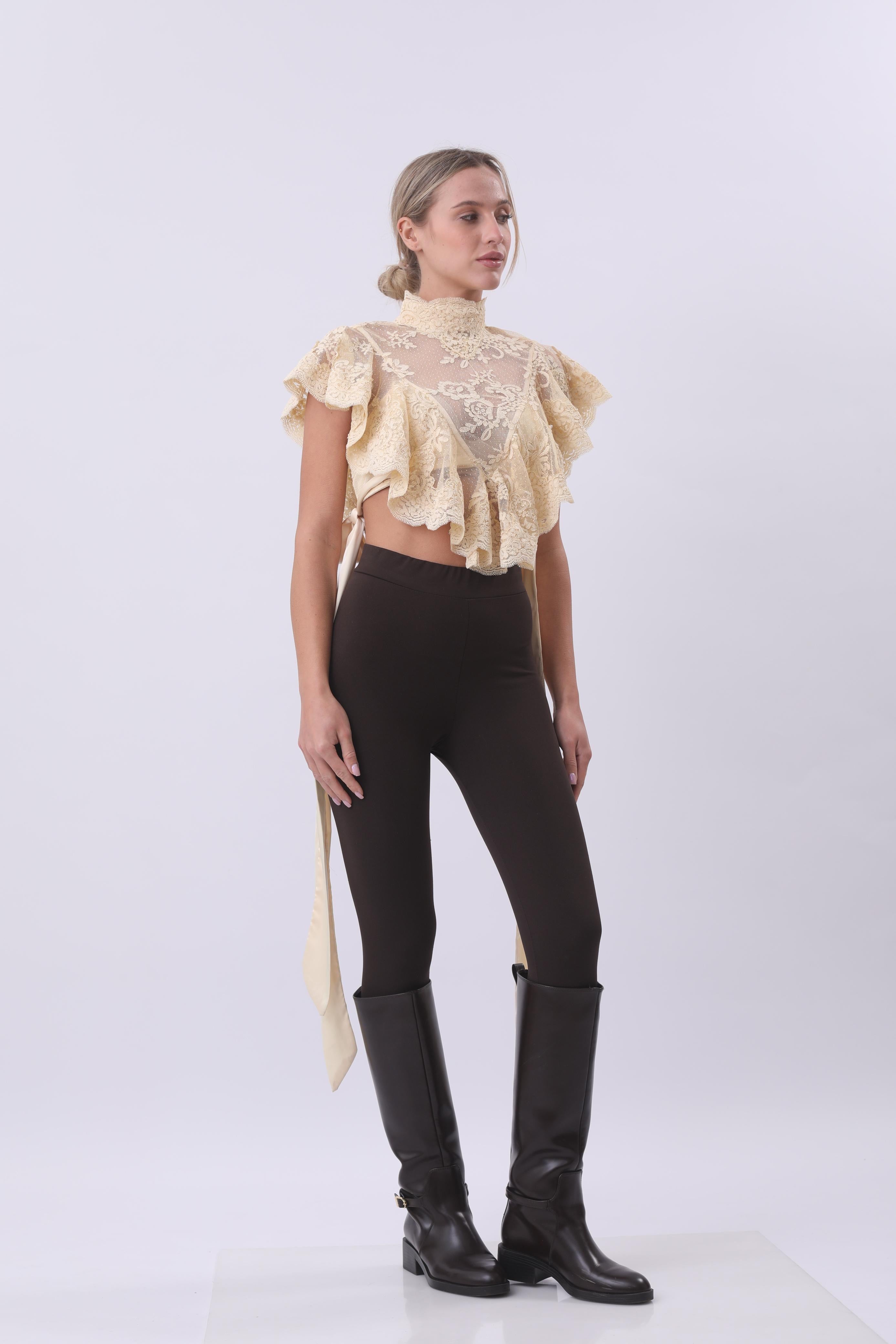 Romantic Ruffle Lace Statement Top