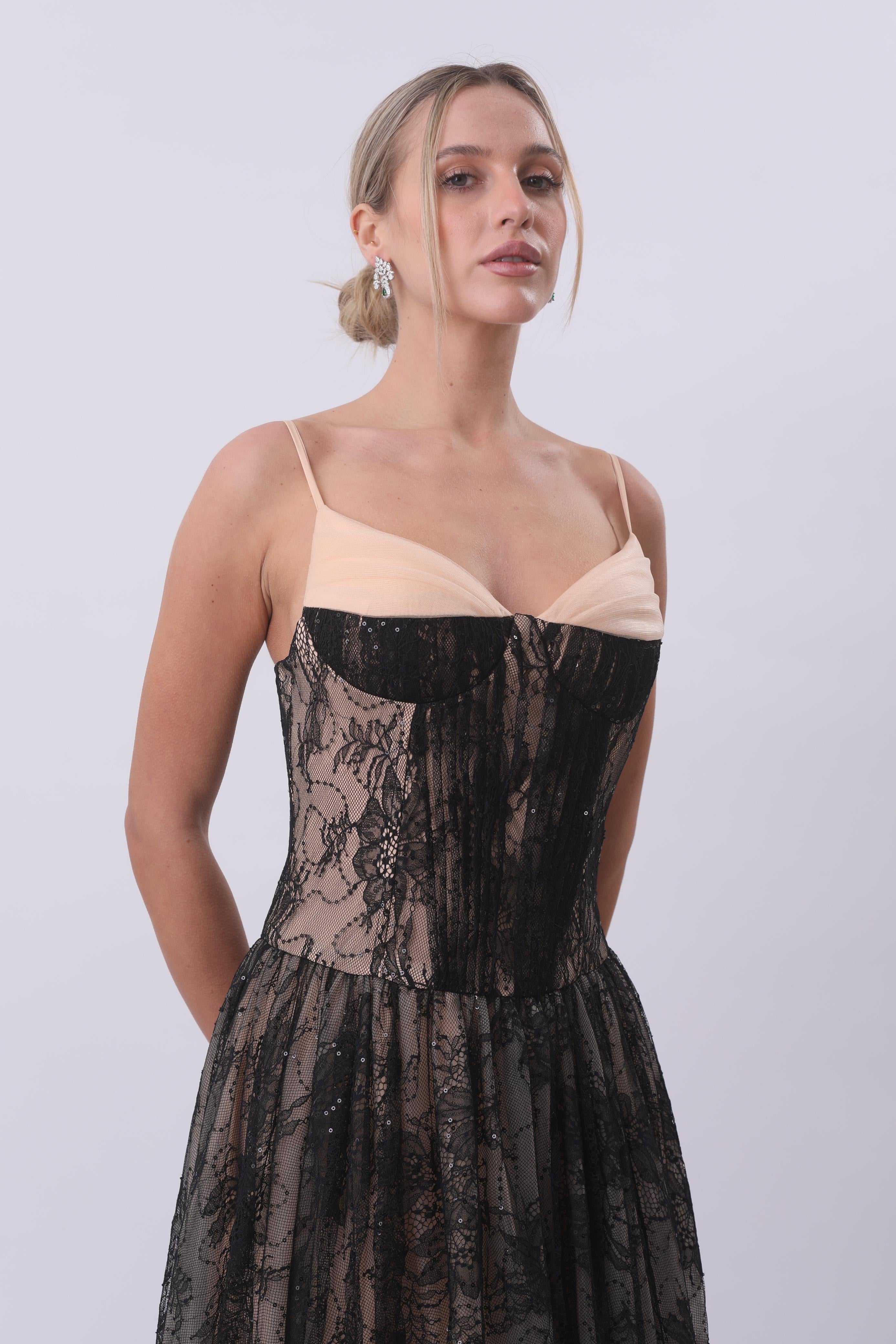 Noir Lace Illusion Gown