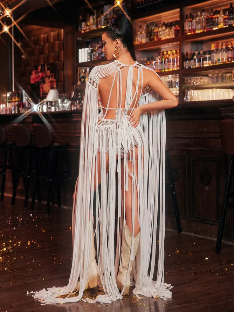 Fringe Macramé Statement Dress