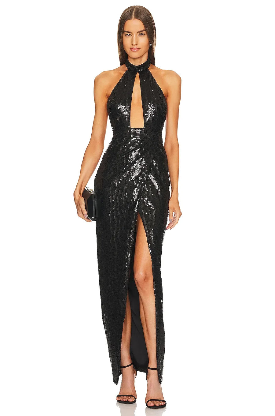 Midnight Sparkle Halter Gown