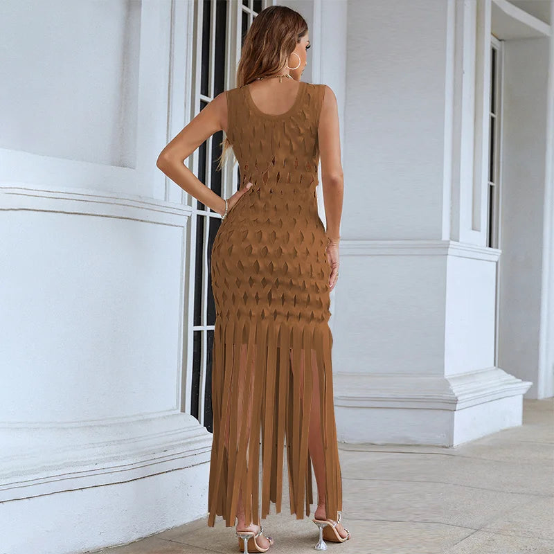 Sculpted Fringe Statement Maxi