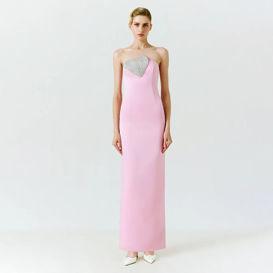 Pink Strapless Maxi Dress