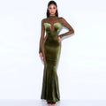Velvet Illusion Mesh Maxi Dress