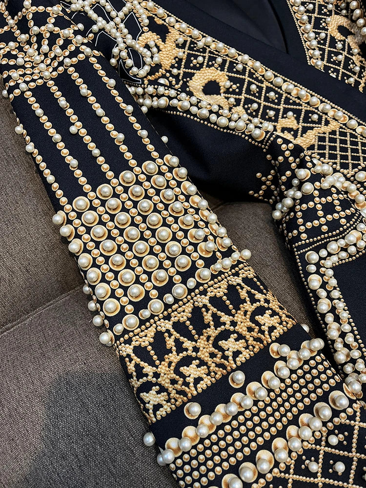 Pearl Embellished Baroque Blazer