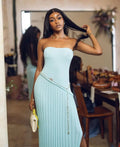Strapless Ribbed Knit Maxi Dress