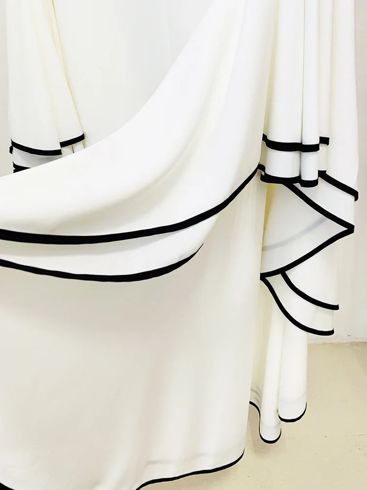 Elegant White Ruffle Sleeve Mini Dress