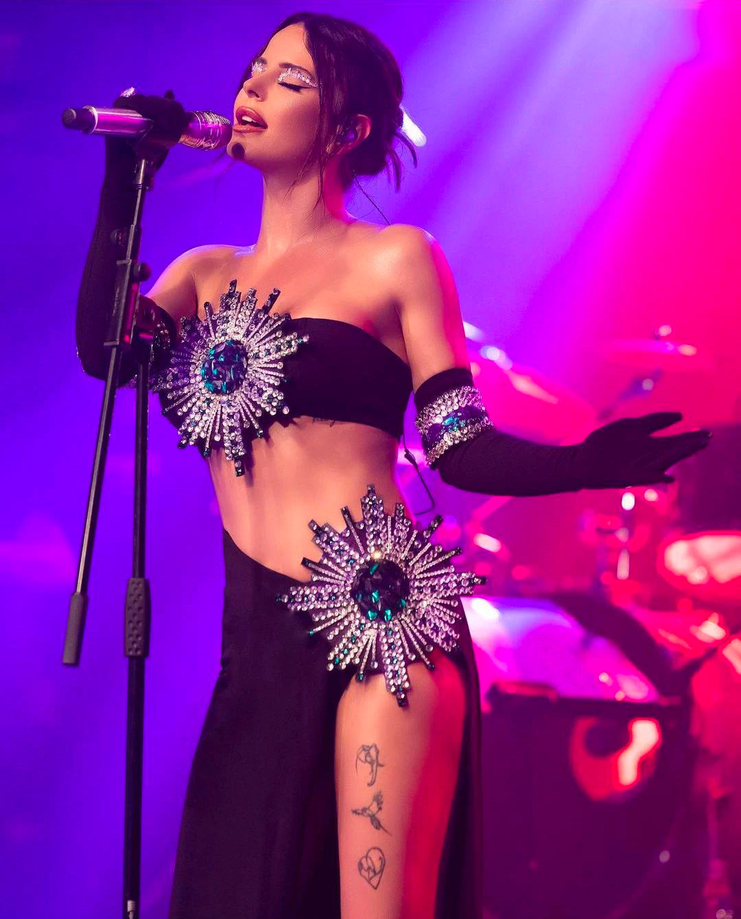 Black Crystal Embellished Two-Piece Set