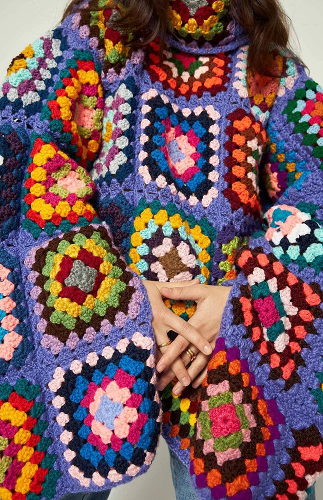 Handmade Crochet Turtleneck Sweater | Cozy Boho Retro Knitwear for Women MYLINE