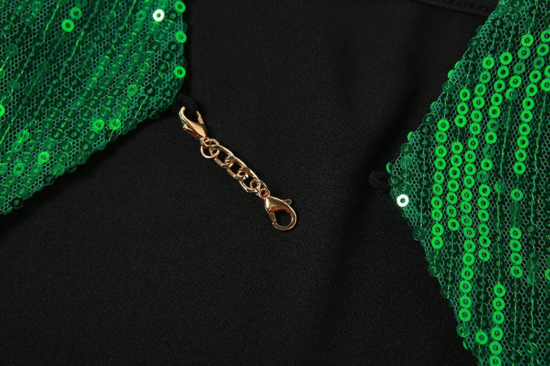 Emerald Sequin Halter Bodycon Dress