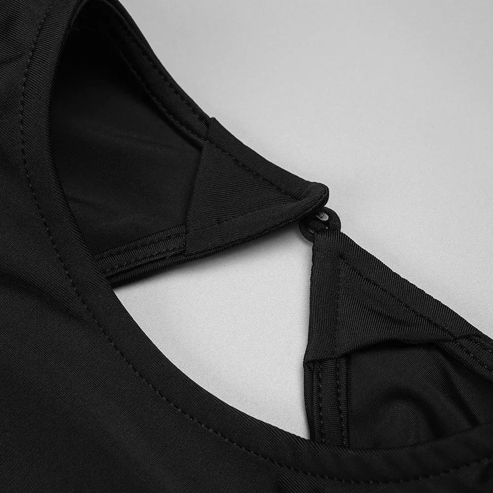 Elegant Long Dress with Diamond Chain Waist