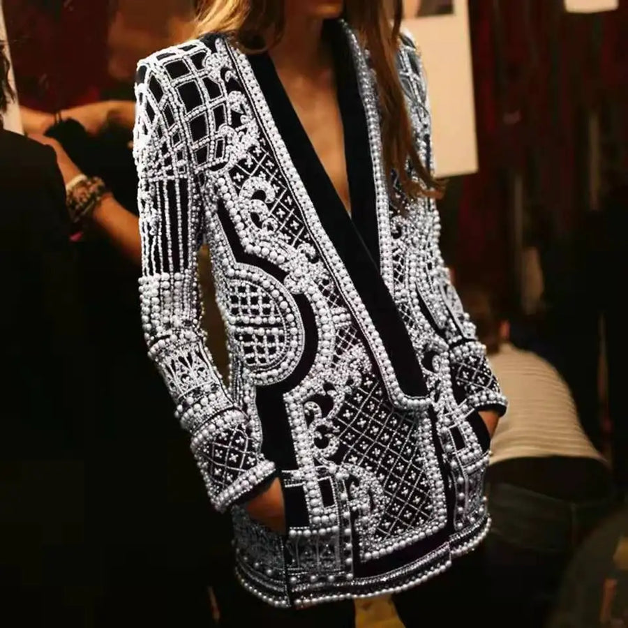Pearl Embellished Baroque Blazer