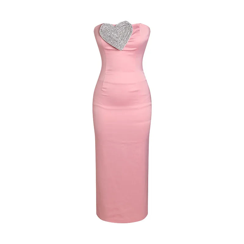 Pink Strapless Maxi Dress
