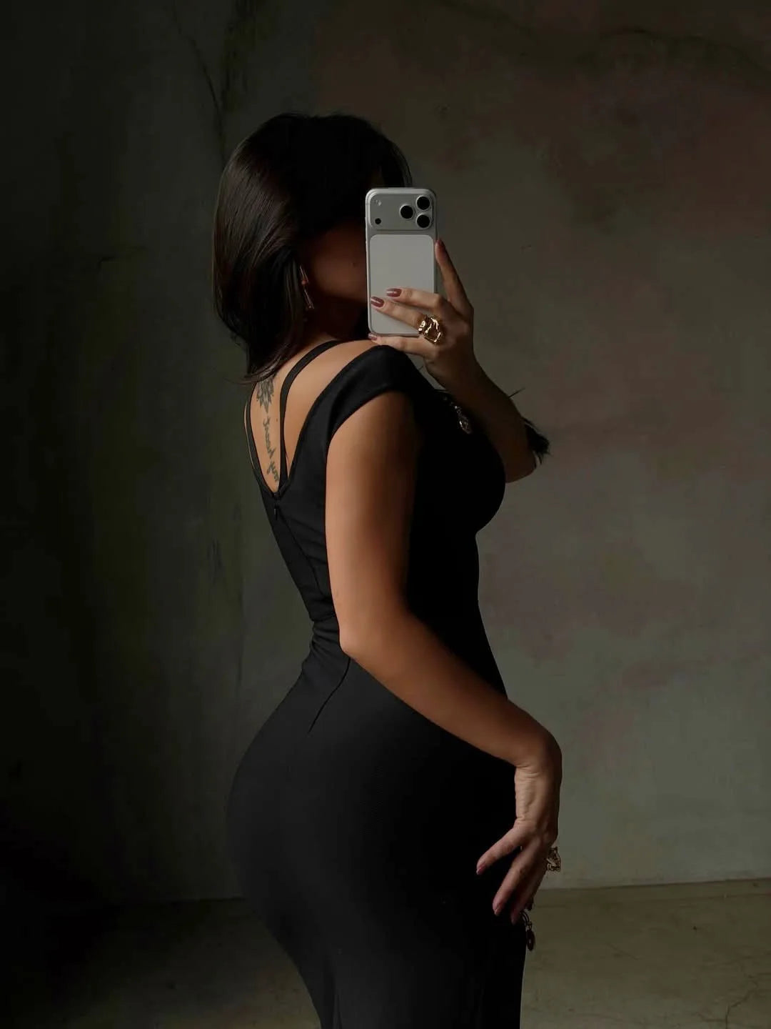 Black V-Neck Bandage Dress