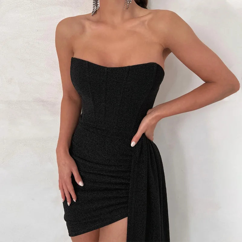 Strapless Draped Mini Dress