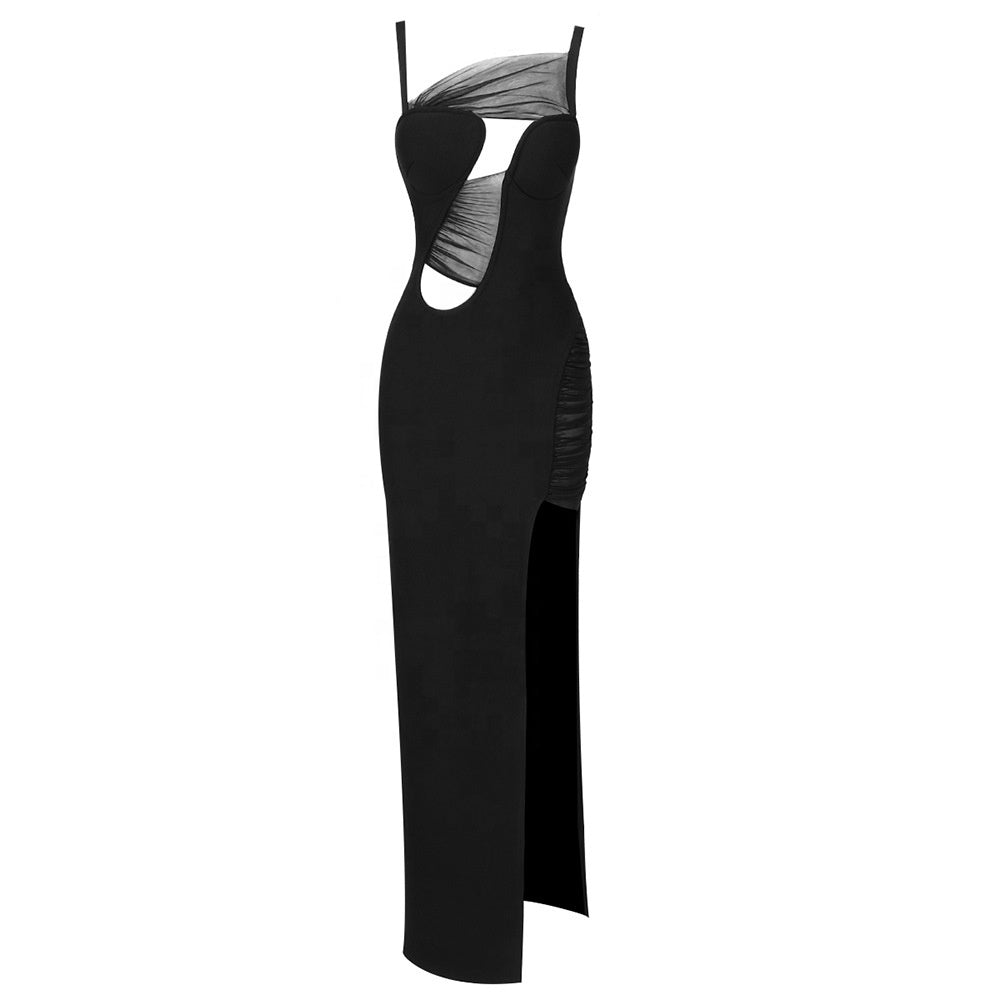 Sheer Illusion Cut-Out Maxi Dress