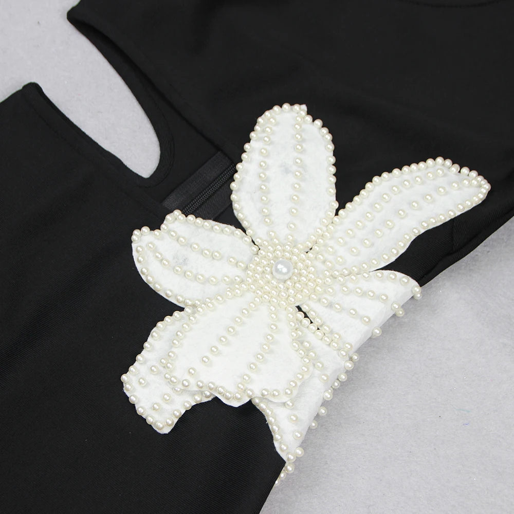 Midnight Bloom One-Shoulder Cut-Out Midi Dress MYLINE