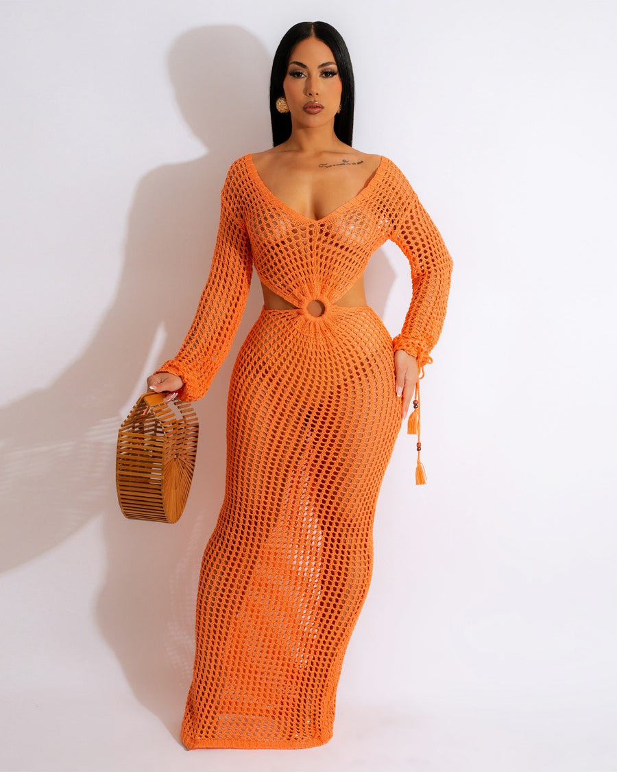 Sunset Siren Crochet Maxi Dress
