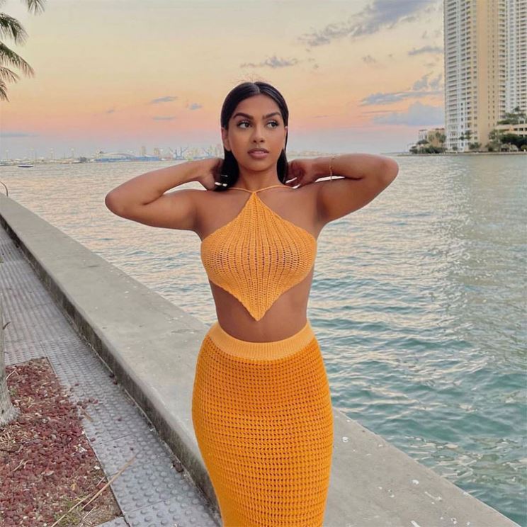 Ombre Crochet Halter Skirt Set