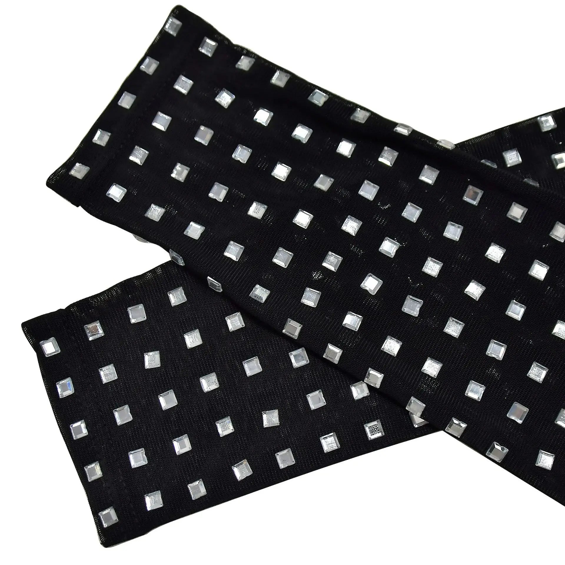 Black Rhinestone Mesh Two-Piece Set