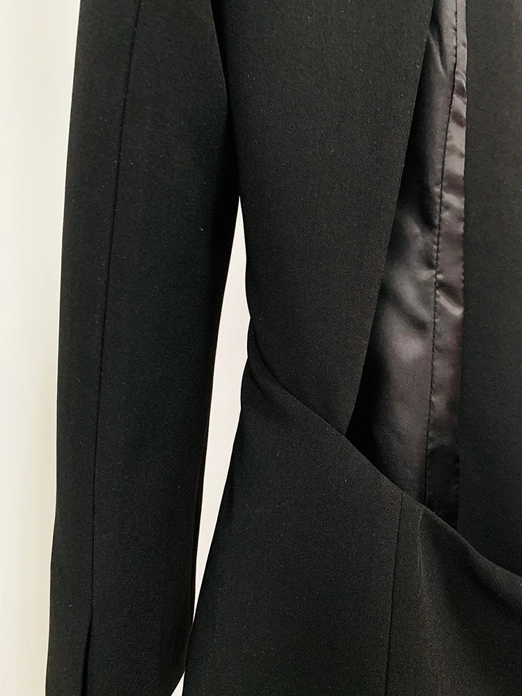 Rhinestone Backless Blazer Dress