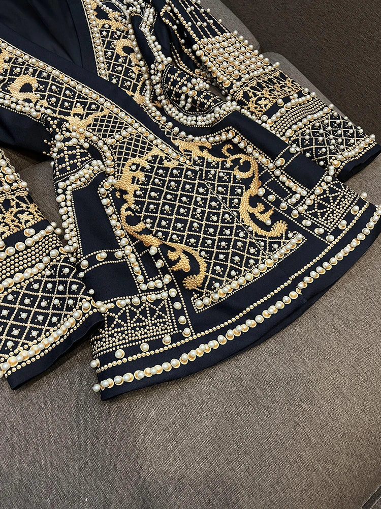 Pearl Embellished Baroque Blazer