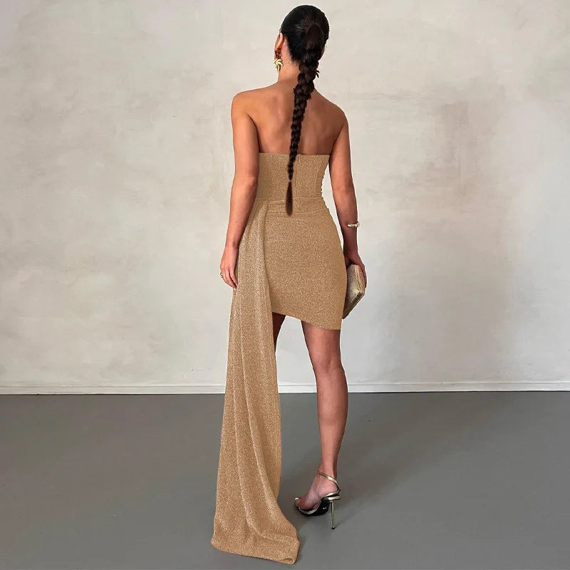 Strapless Draped Mini Dress