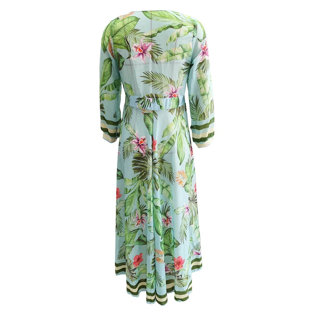 Sheer Printed Maxi Cover-Up Dress