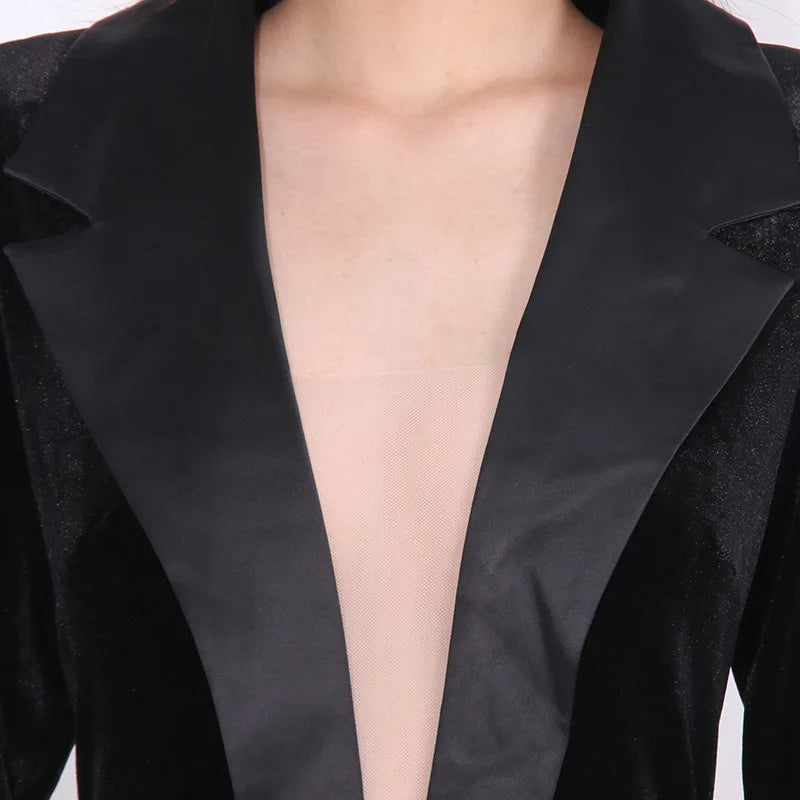 Luxury Black Velvet Crystal Tassel Mini Dress