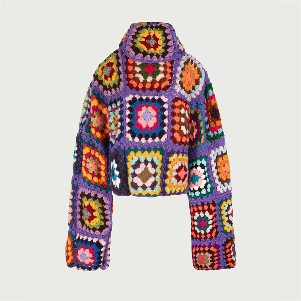 Handmade Crochet Turtleneck Sweater | Cozy Boho Retro Knitwear for Women MYLINE