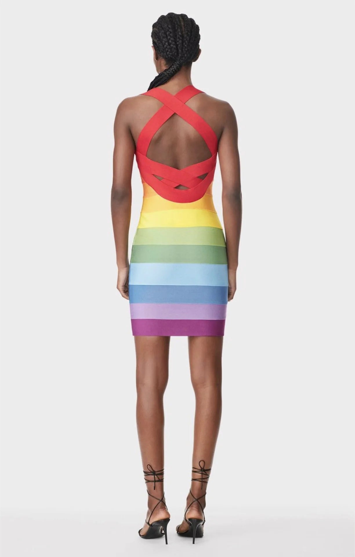 Rainbow Gradient Bandage Mini Dress
