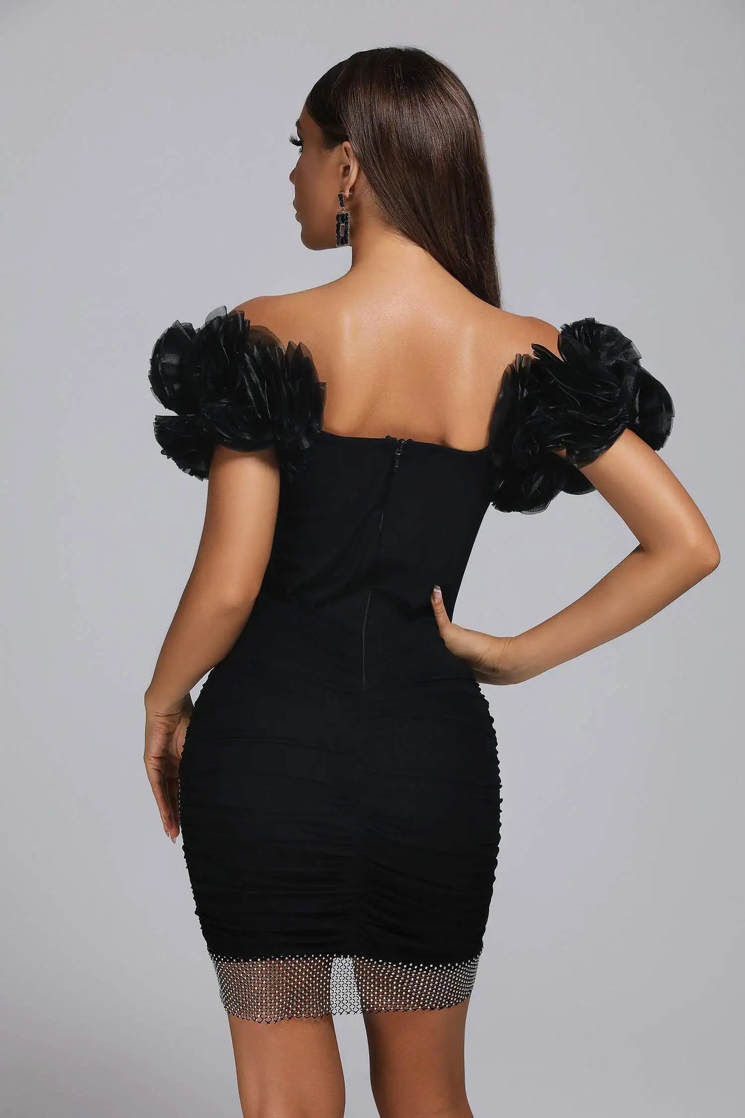 Midnight Glam Mesh Mini Dress