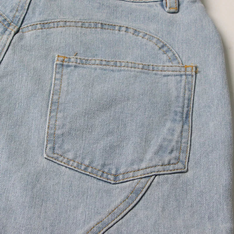 Rhinestone Cut-Out High Waist Wide Leg Denim Jeans