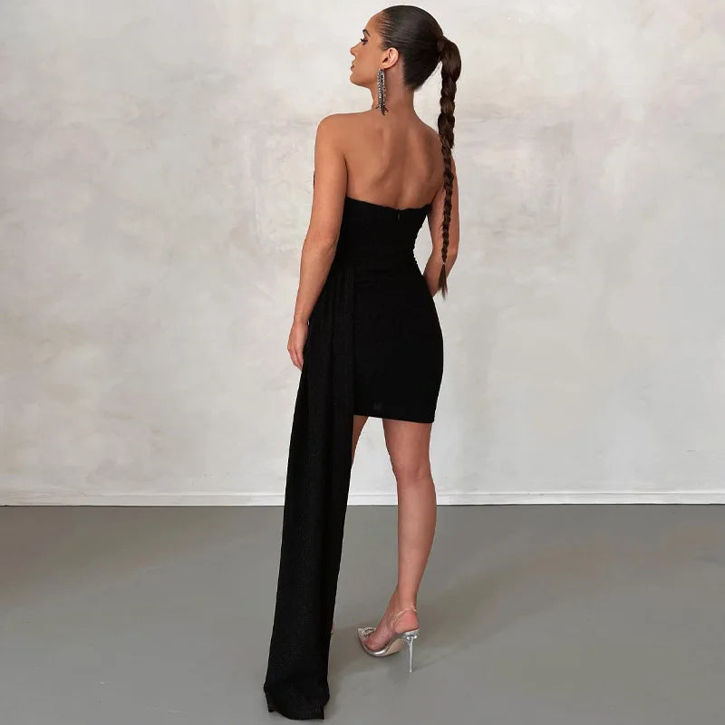 Strapless Draped Mini Dress